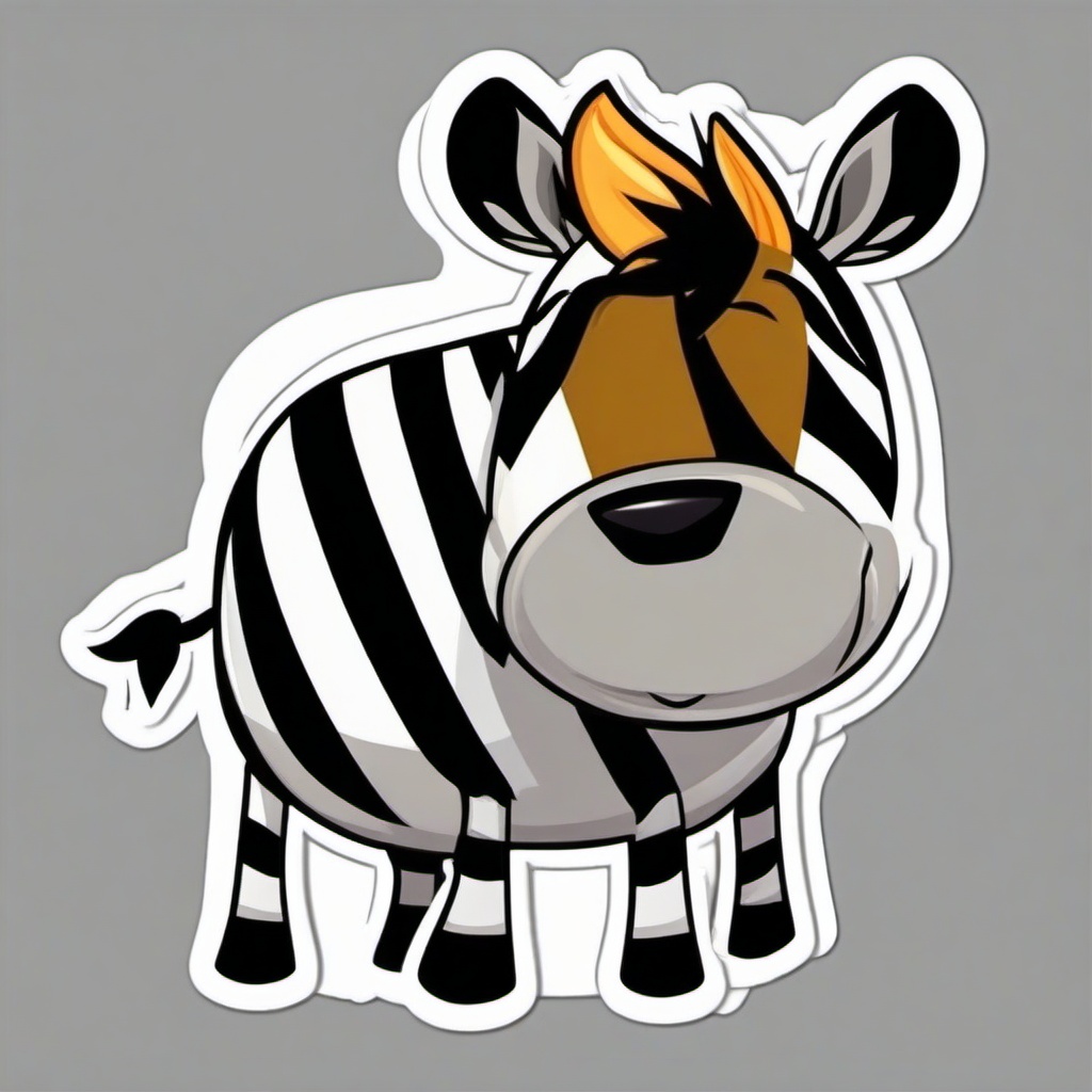 Zebra cartoon - striped grazer of the savanna  cartoon sticker style