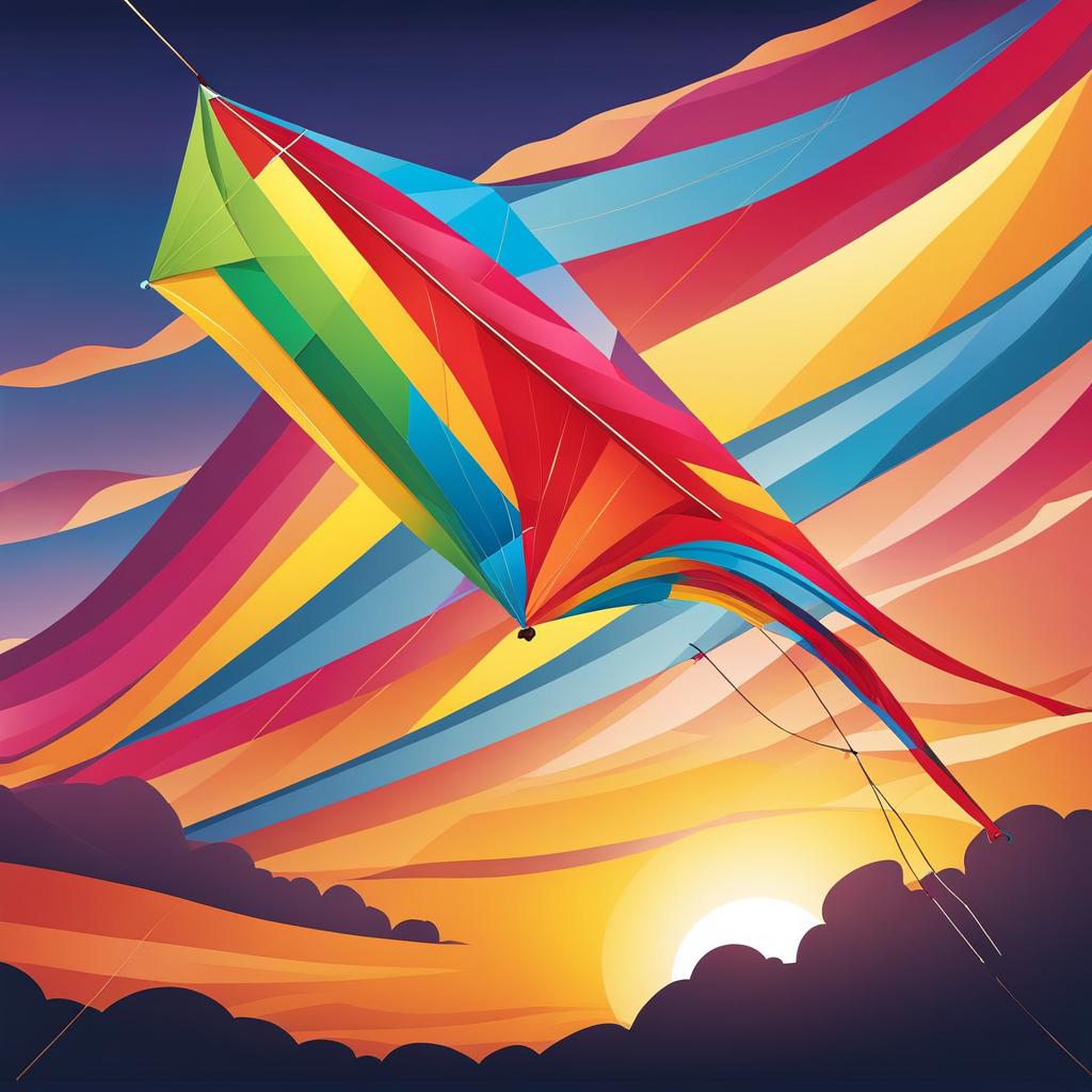 kite clipart - a vibrant kite soaring in the sky, a symbol of carefree joy and adventure 