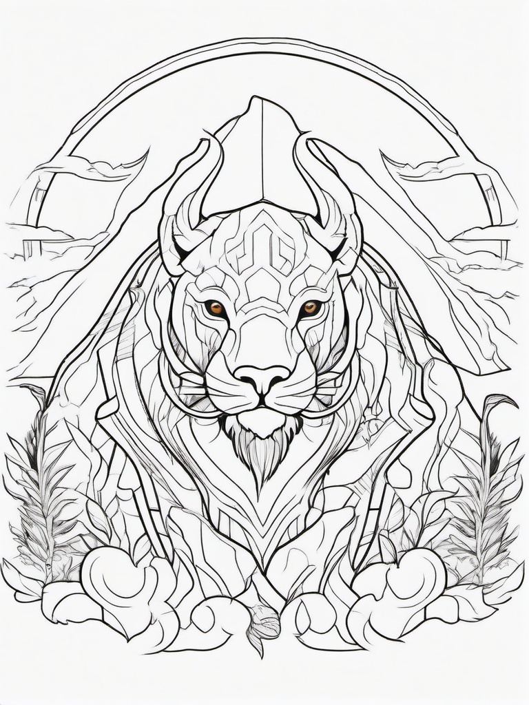 Behemoth Coloring Pages - Massive Creature of Biblical Legend  minimal black outline printable sheet, coloring page