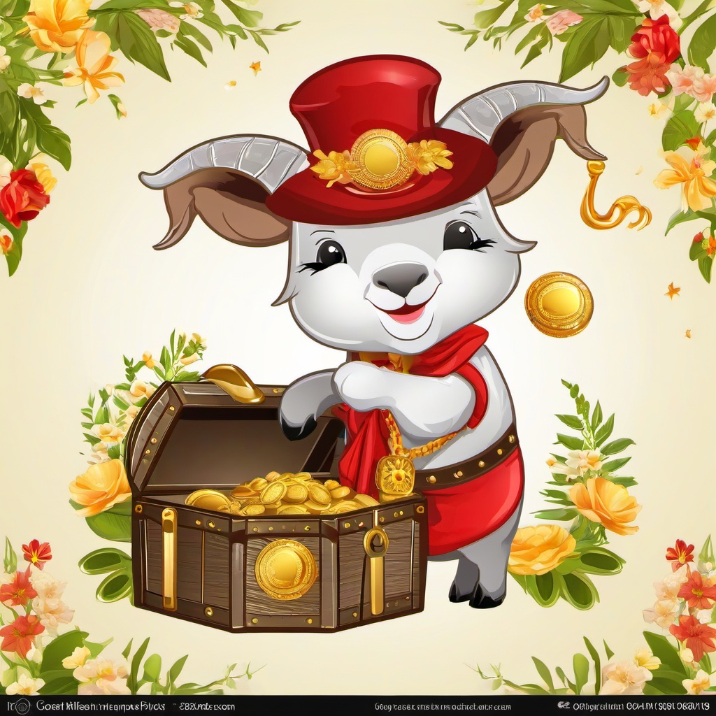 Goat clipart - goat with a treasure  clipart