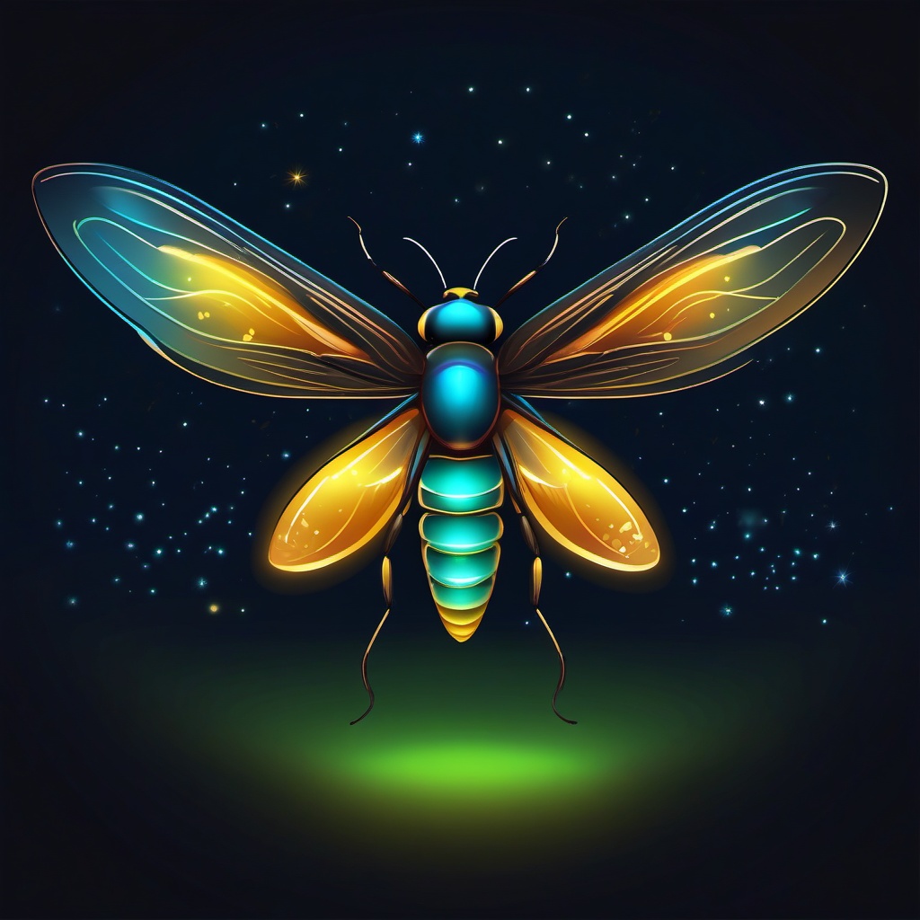 Firefly clipart - Bioluminescent insect with glowing flight, ,color clipart vector style