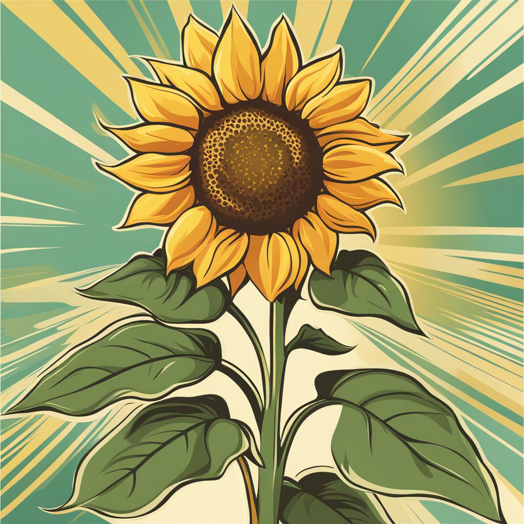 sunflower clipart: cheerful sunflower basking in the warm sunlight. 