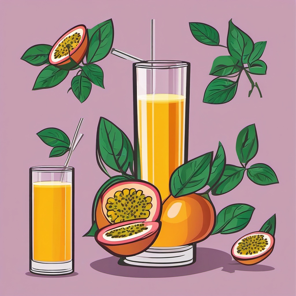 Passion Fruit Juice Glass Clipart - Glass of refreshing passion fruit juice.  color vector clipart, minimal style