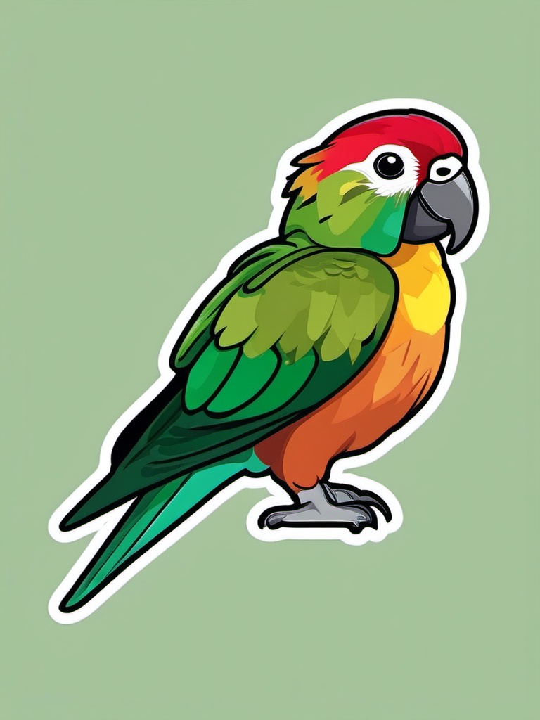 Green Cheek Conure Sticker - A green cheek conure with colorful plumage, ,vector color sticker art,minimal