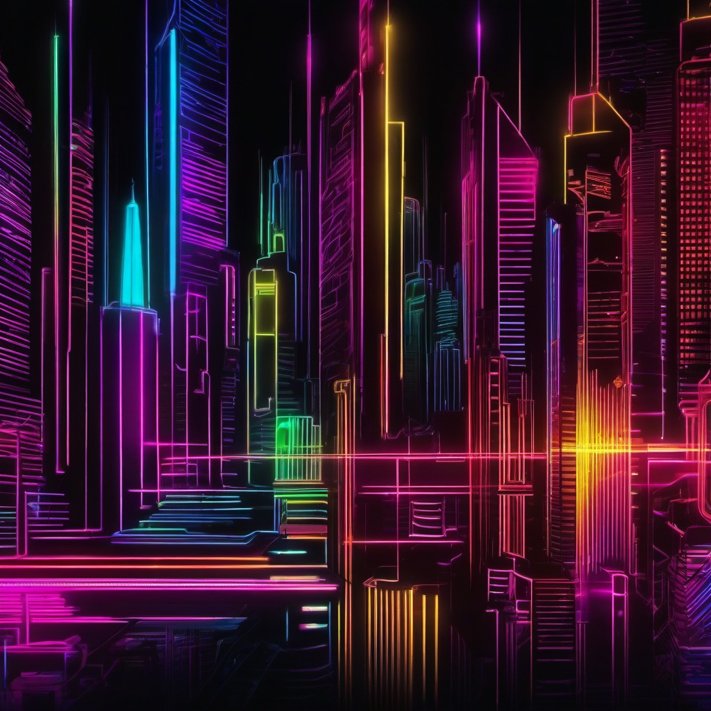 Neon Background - Neon City Lights and Glowing Signs  intricate patterns, splash art, wallpaper art