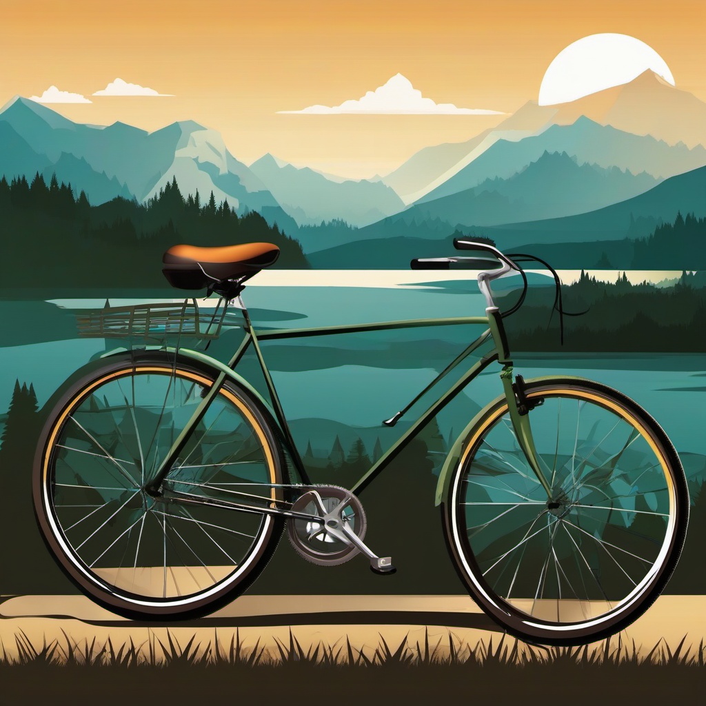 Bike clipart - bike with a mountain background  