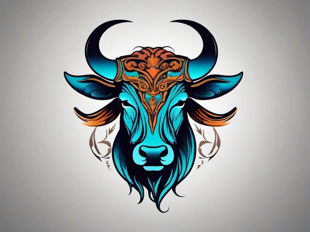 cool taurus tattoo  simple vector color tattoo