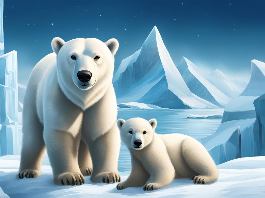 arctic expedition - illustrate an expedition to the frozen arctic, with polar bears and icy landscapes. 