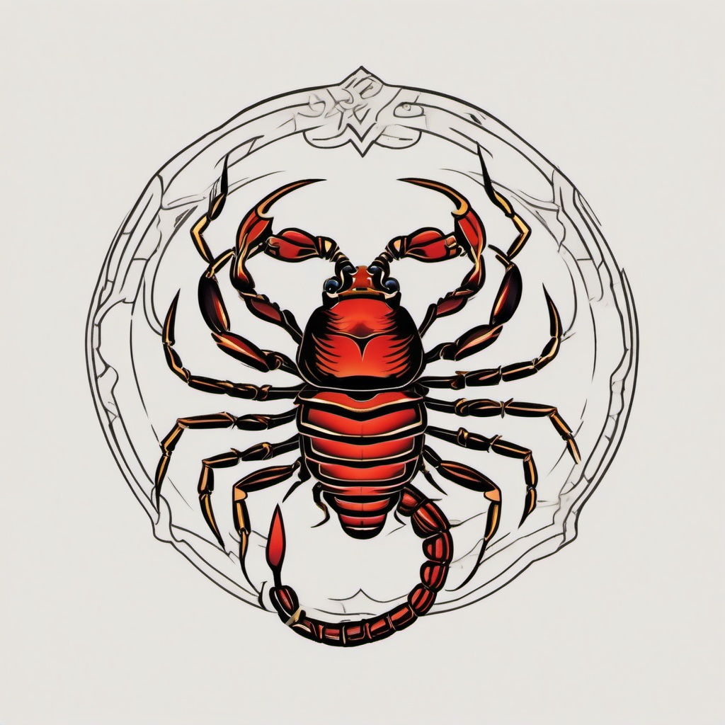 Traditional Scorpion Tattoo Flash - Explore traditional tattoo flash options featuring scorpion designs for a classic and timeless look.  simple vector color tattoo,minimal,white background