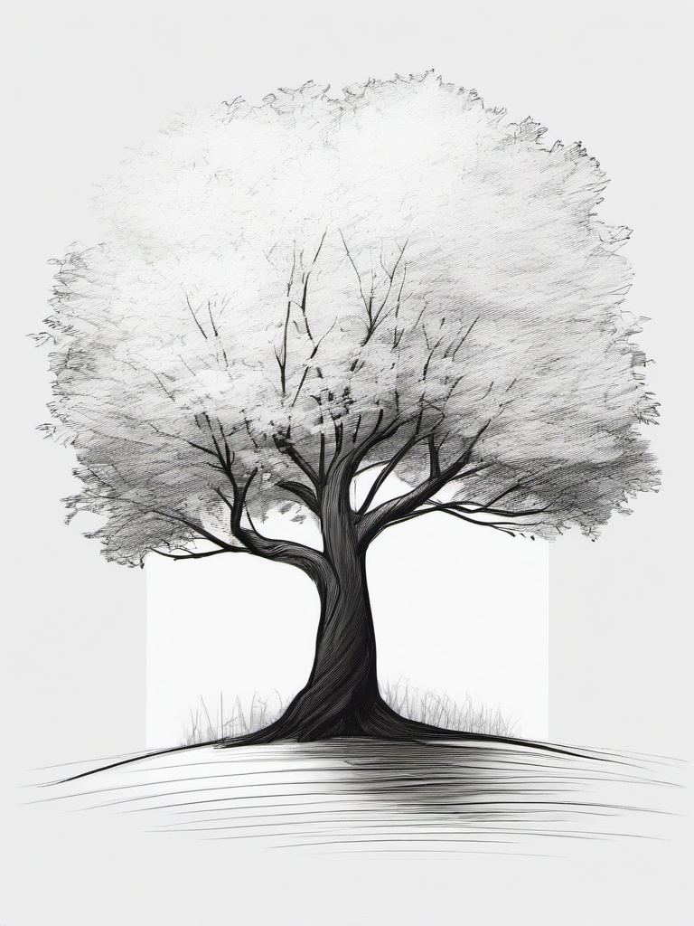 simple drawing of a tree  minimal rough sketch scribbles,doodles,black and white