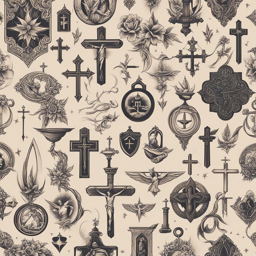 christian tattoos, featuring religious symbols and icons. 