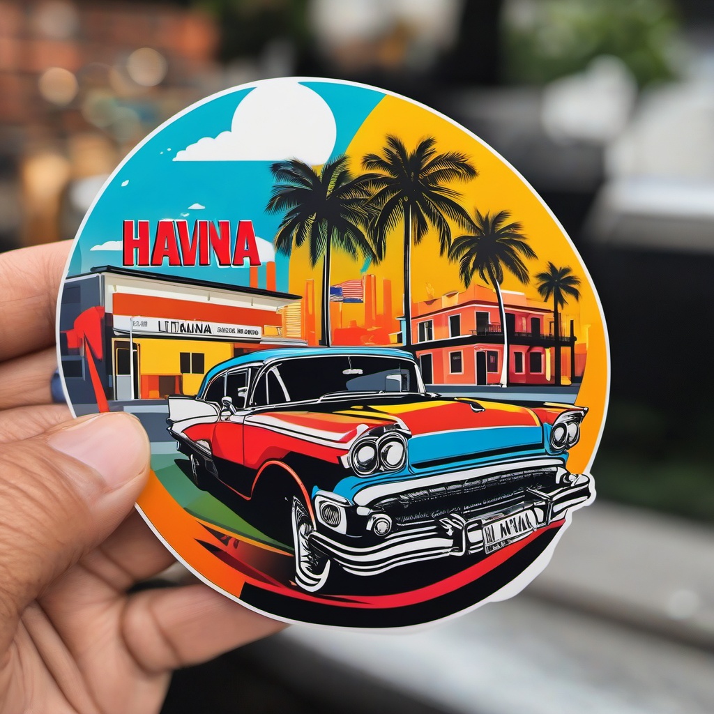 Little Havana Miami sticker- Vibrant neighborhood with a Cuban influence in Miami, Florida, , sticker vector art, minimalist design