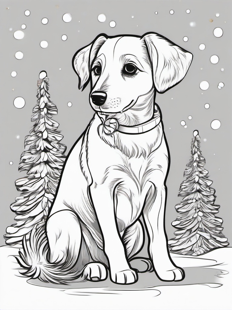 Christmas Dog Colouring Pages  outling,coloring pages,black and whit