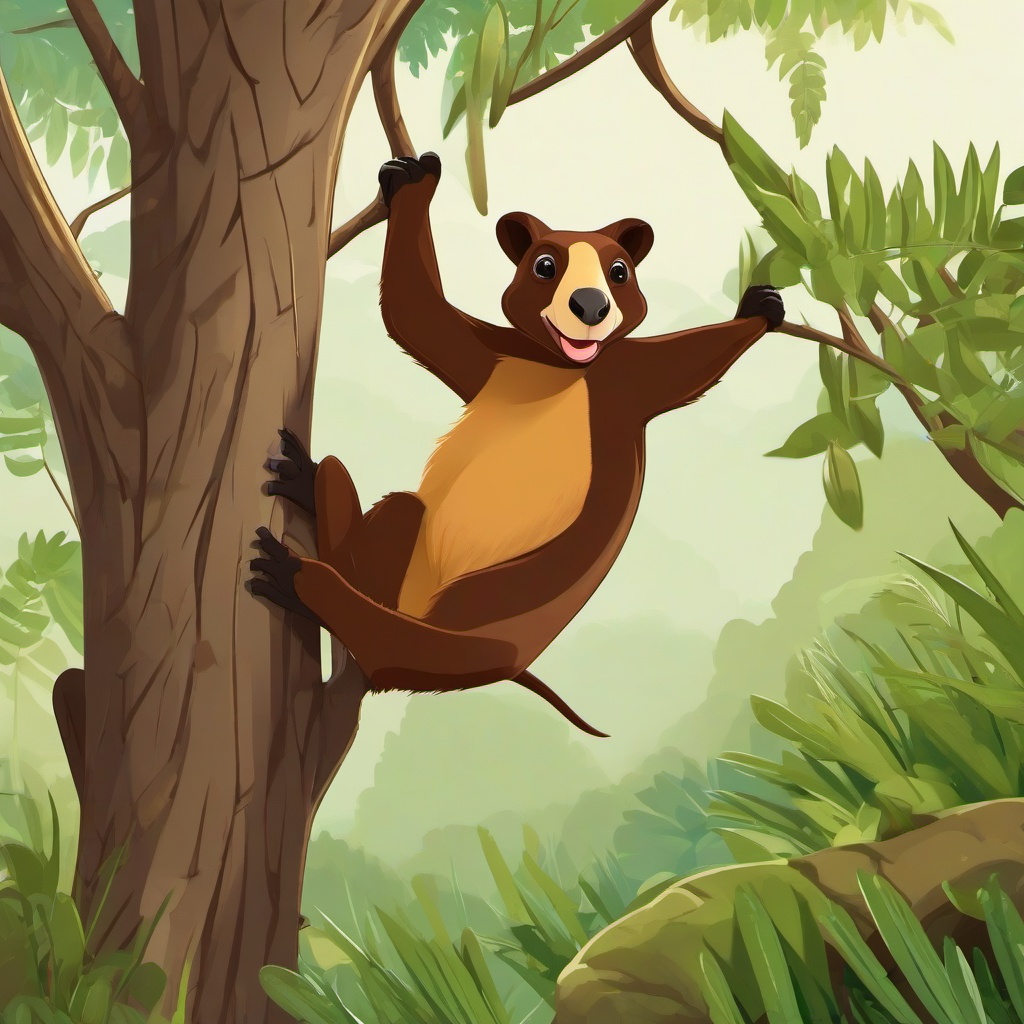 Tree Kangaroo cartoon - arboreal kangaroo with strong climbing skills  