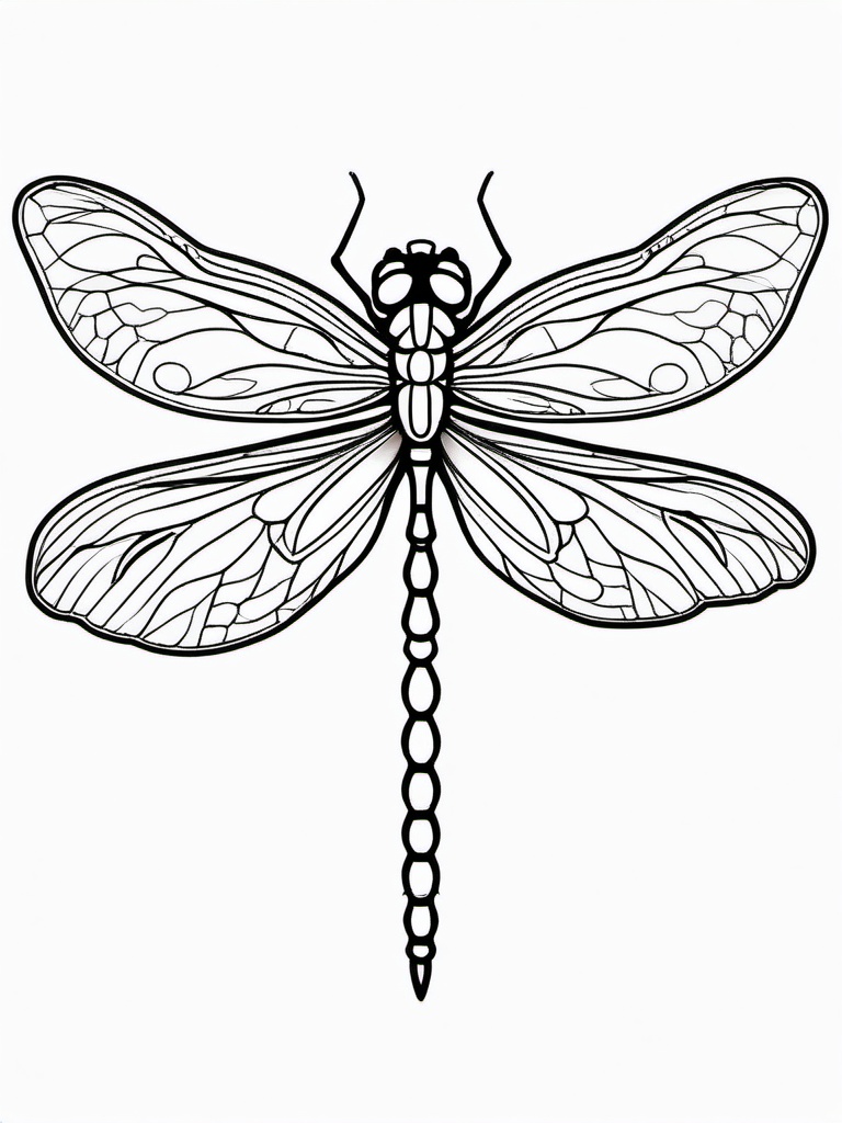 Dragon Fly Tattoo Outline - Outline-style tattoo featuring a dragonfly design.  simple color tattoo,minimalist,white background