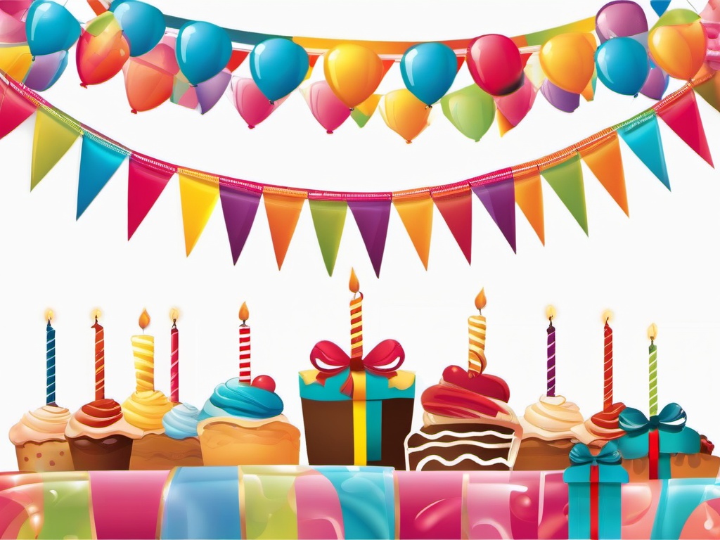 Happy Birthday clipart - birthday decorations with streamers  