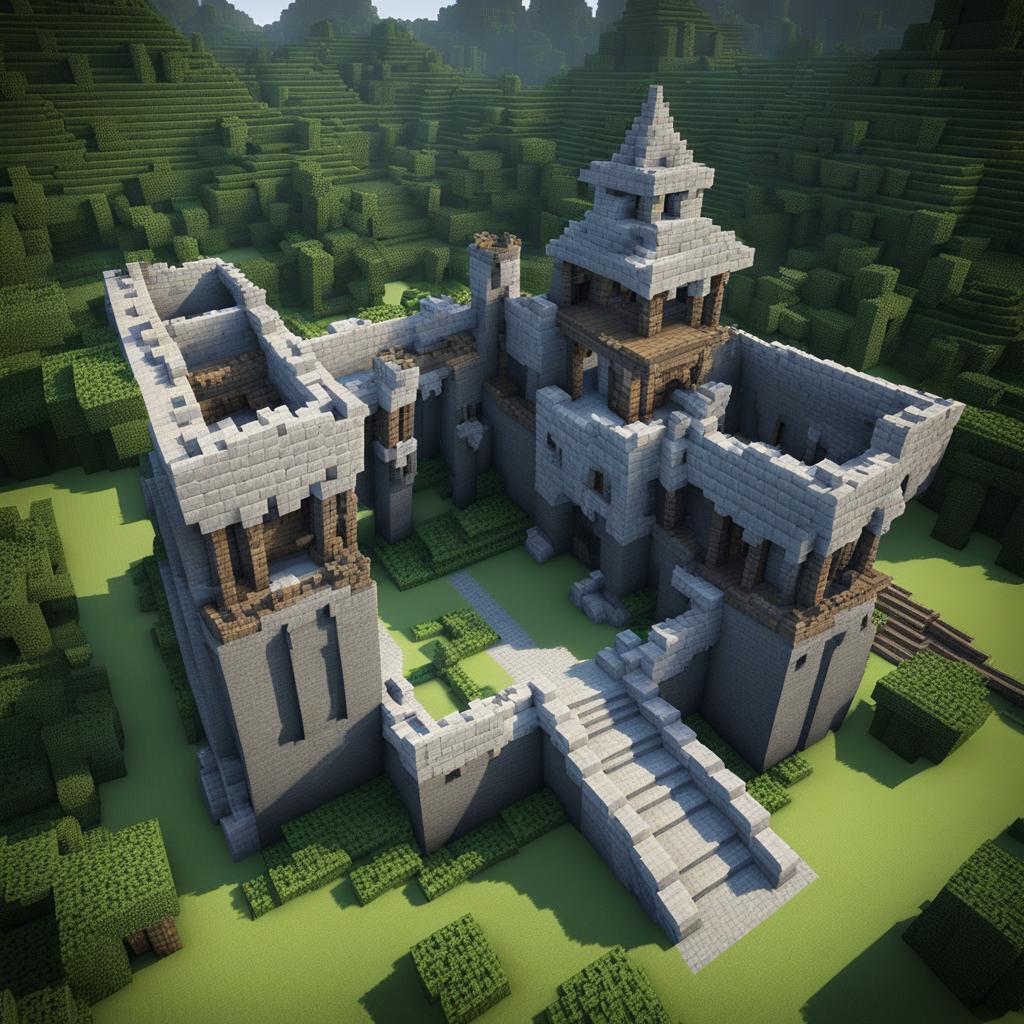 ancient ruins of a castle with crumbling stone walls - minecraft house design ideas minecraft block style