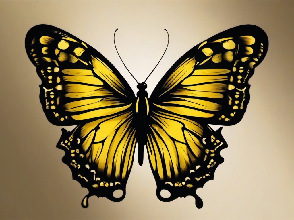 yellow and black butterfly tattoo  