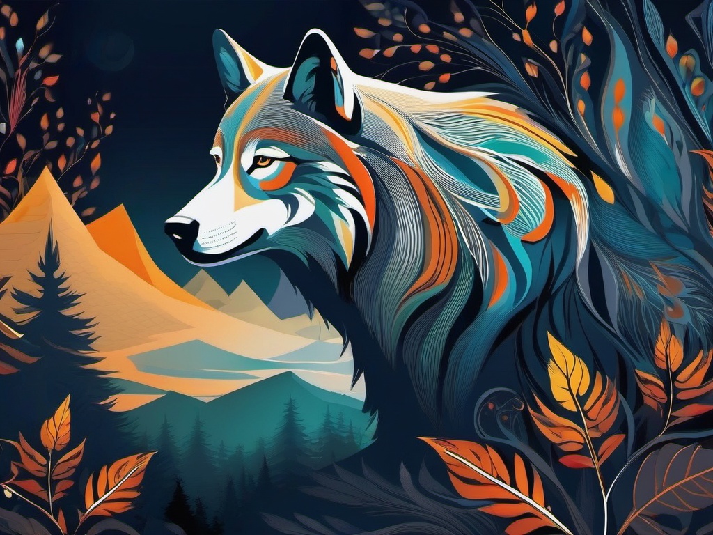 Wolf Wallpaper - Majestic Wolf in the Wilderness wallpaper, abstract art style, patterns, intricate