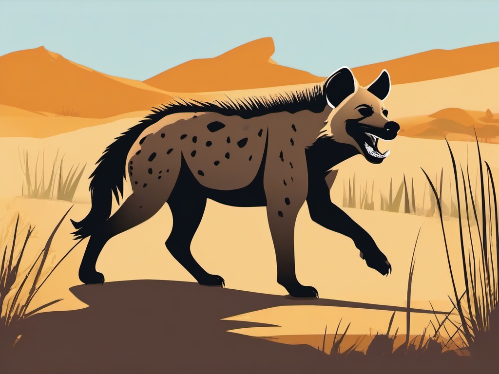 Hyena clipart - Scavenging predator with a distinctive laugh, ,vector color clipart,minimal