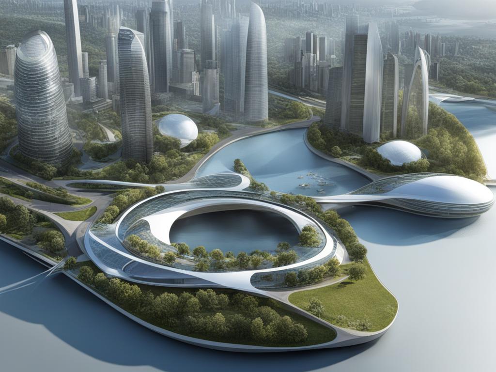 city of the future - sketch a visionary city of the future with advanced technology and sustainability. 