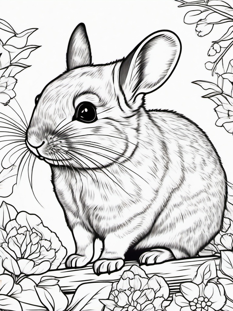 Chinchilla Coloring Page - Soft Furry Rodent  black outline printable coloring page