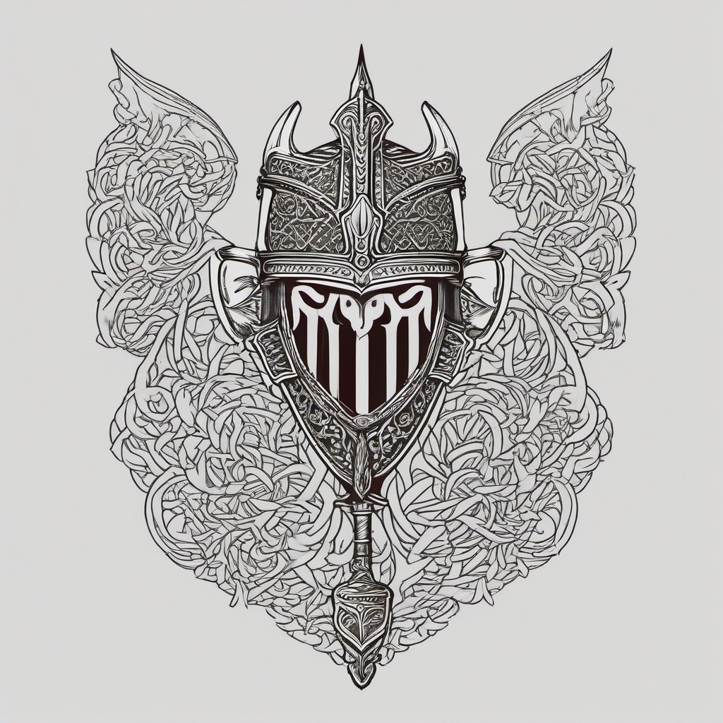 irish armor tattoo  simple color tattoo,minimal,white background