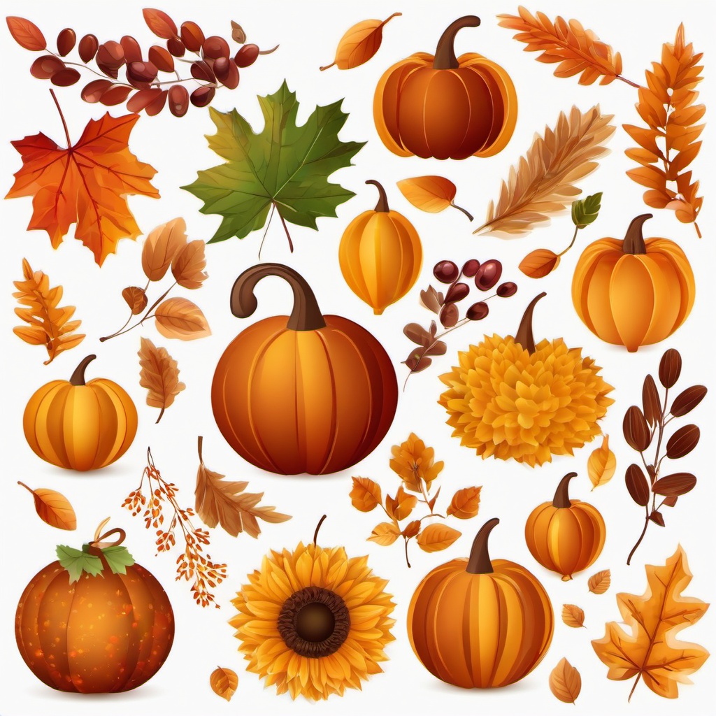 Autumn clipart - autumn decorations with wreaths  