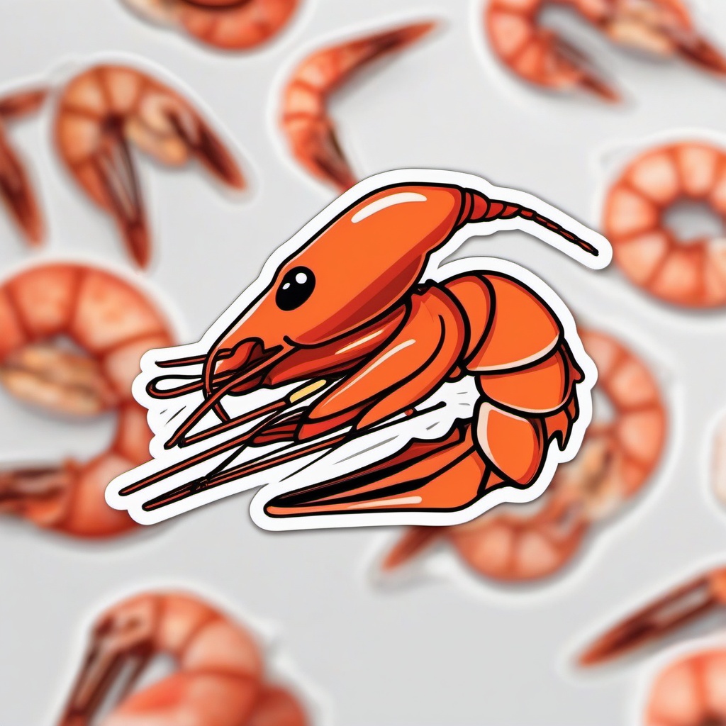 Shrimp Emoji Sticker - Seafood delicacy, , sticker vector art, minimalist design