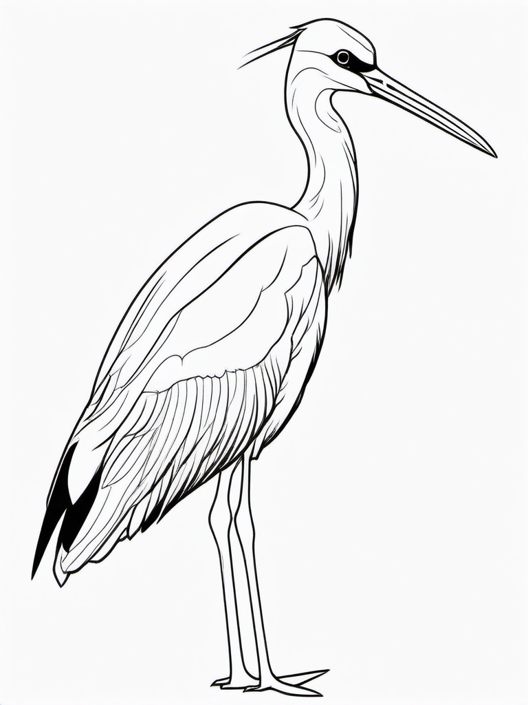 Stork Coloring Pages - Long-Legged Migratory Bird  minimal black outline printable sheet, coloring page