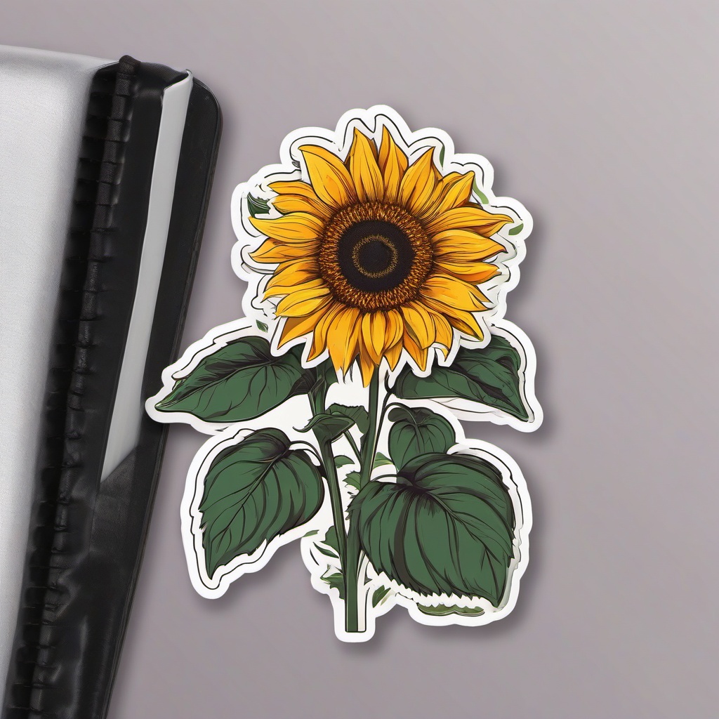 Sunflower Sticker - Vibrant sunflower illustration, ,vector color sticker art,minimal