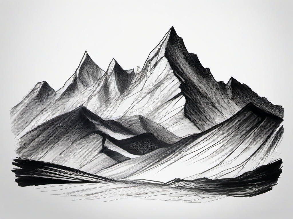 drawing of a mountain range  minimal rough sketch scribbles,doodles,black and white