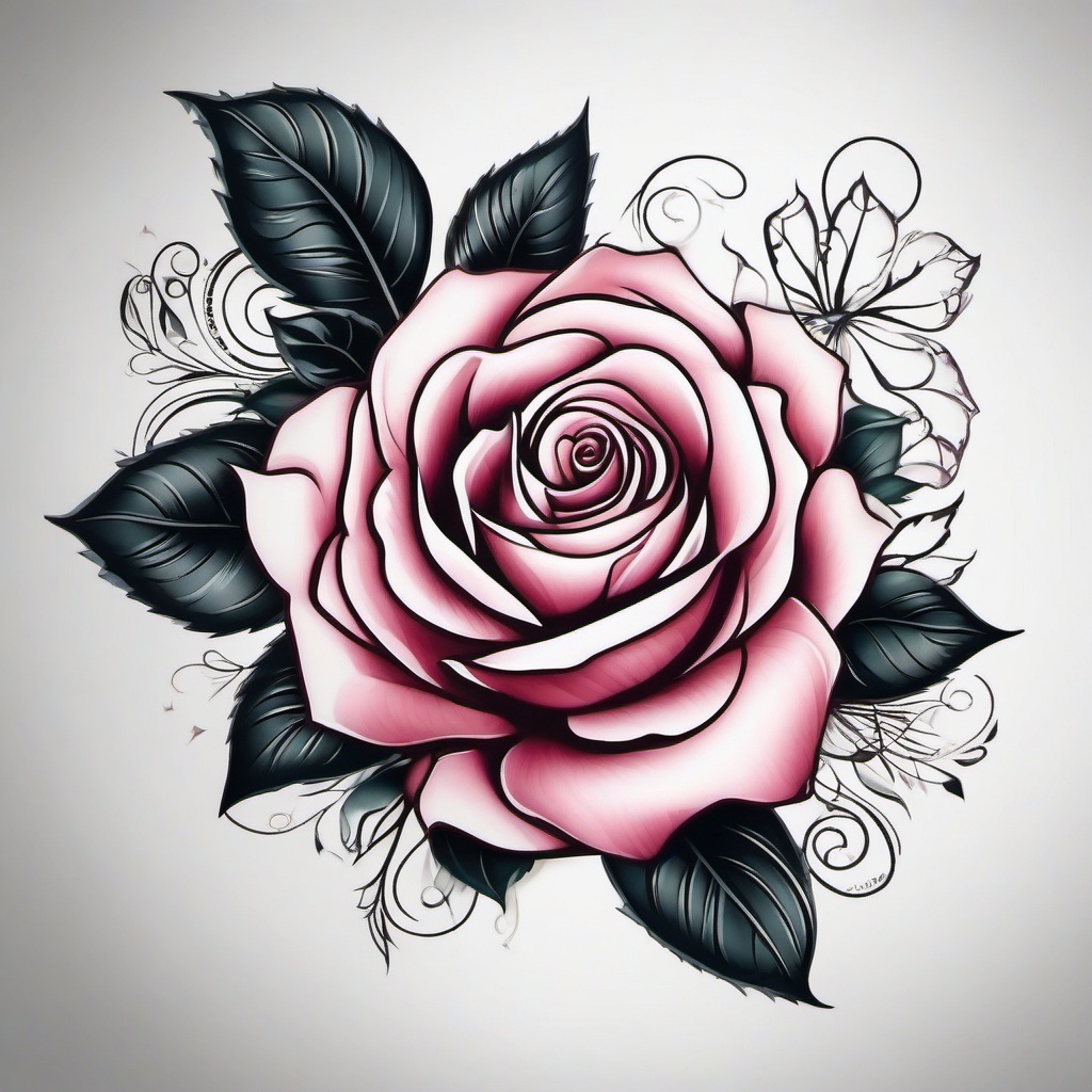 Rose Tattoo Ideas - Ideas and inspiration for tattoos featuring rose designs.  simple color tattoo,minimalist,white background