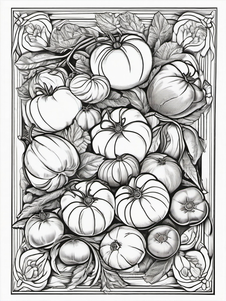 Vegetable Coloring Pages - Heirloom tomatoes with unique colors  simple coloring pages