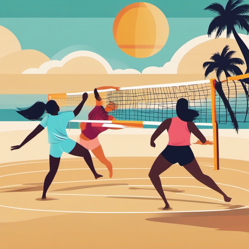 Beach Volleyball Action clipart - Intense beach volleyball action, ,vector color clipart,minimal