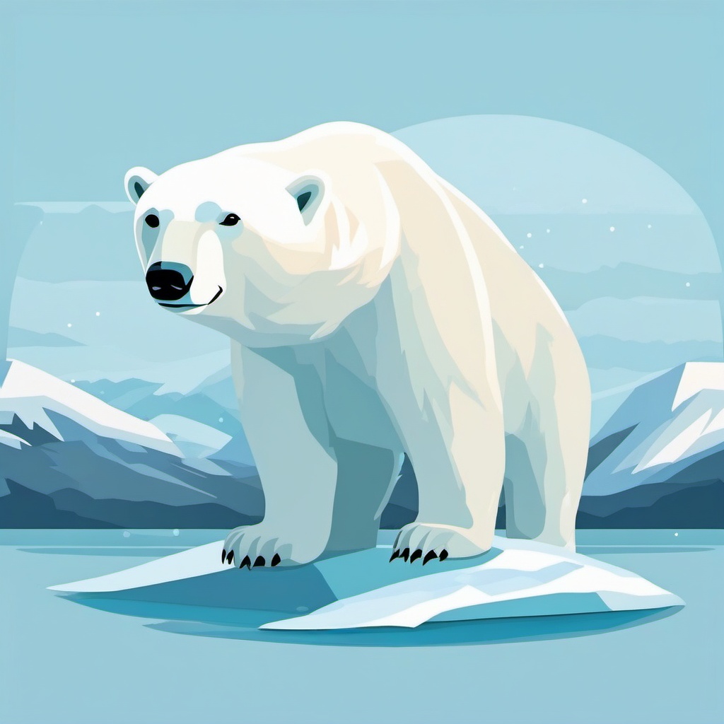 Polar Bear Sticker - A polar bear standing on an icy landscape. ,vector color sticker art,minimal