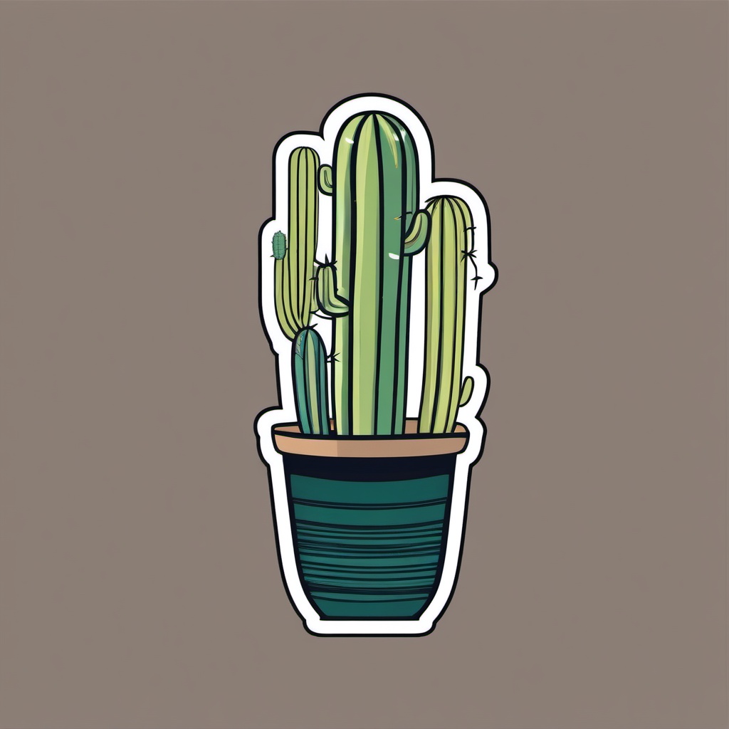 Cactus Sticker - Cute potted cactus design, ,vector color sticker art,minimal