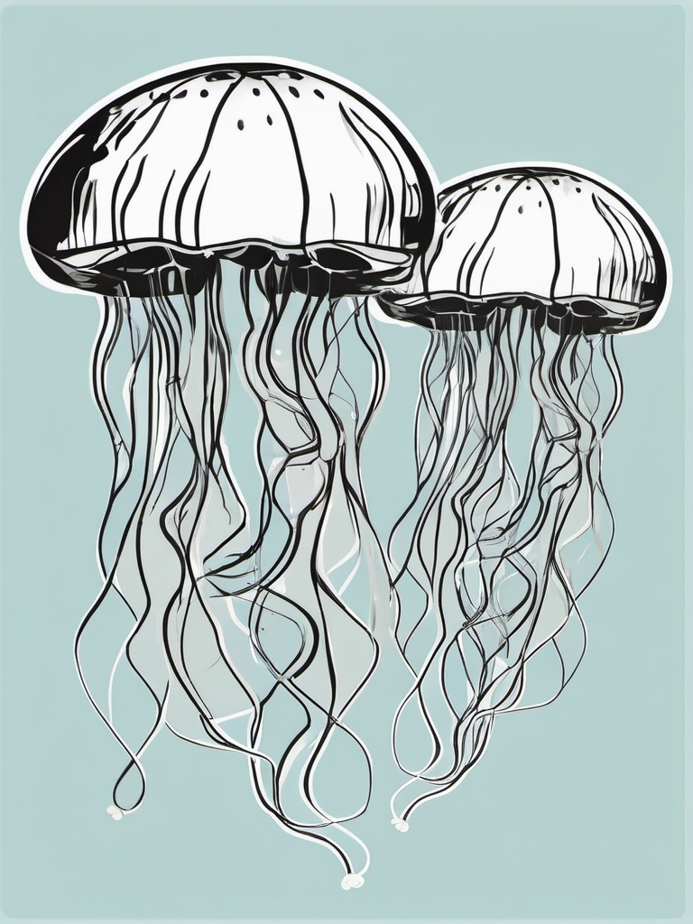 Jellyfish Clipart - Jellyfish drifting with the ocean currents , minimal, 2d