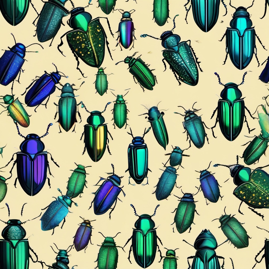 Jewel Beetle Clip Art - A shimmering jewel beetle,  color vector clipart, minimal style