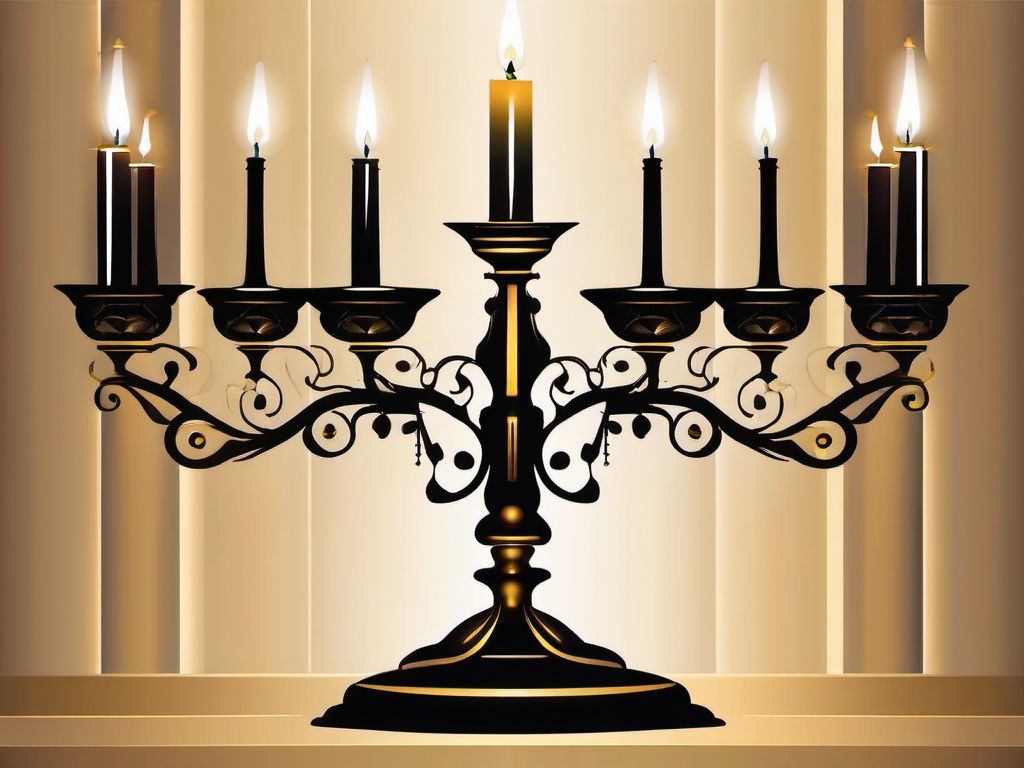 Candelabra Clipart - A grand candelabra with multiple lit candles, casting an enchanting glow in a ballroom.  color clipart, minimalist, vector art, 