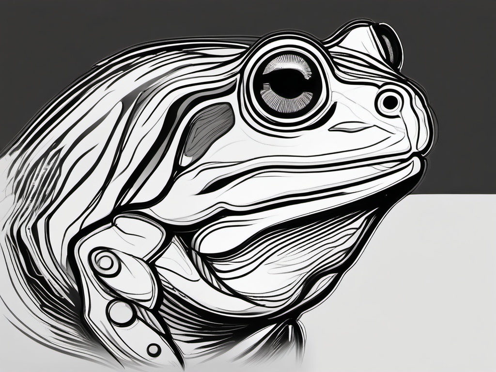 drawing of bullfrog  minimal rough sketch scribbles,doodles,black and white