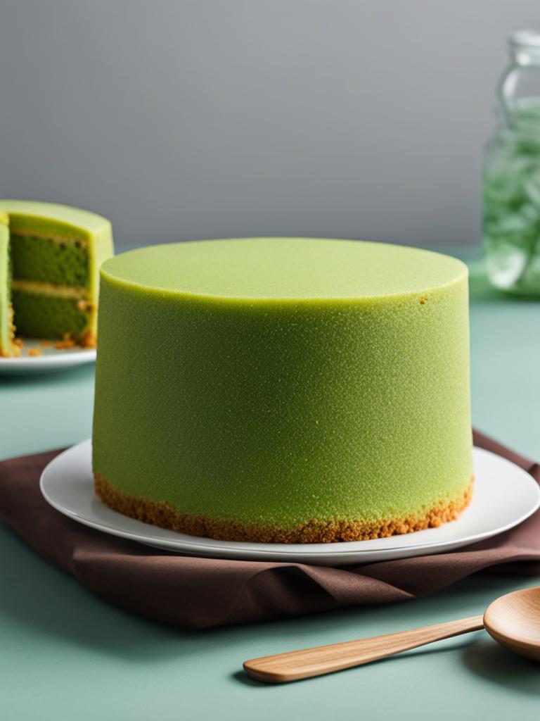 pandan cake, a green-colored sponge cake flavored with pandan leaves. 