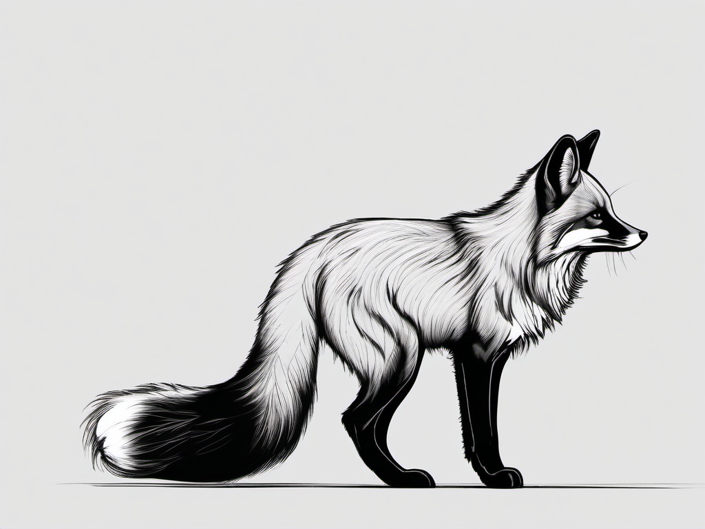 drawing of a cross fox  minimal rough sketch scribbles,doodles,black and white