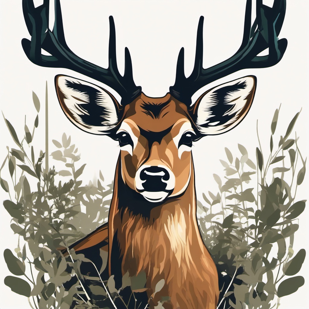 Deer clipart - deer looking curiously at the viewer  color,minimalist,vector clipart