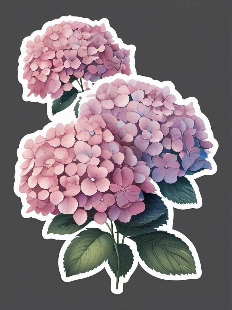 Hydrangea Sticker - Capture the vintage charm and abundance of hydrangea blooms with this sticker, , sticker vector art, minimalist design