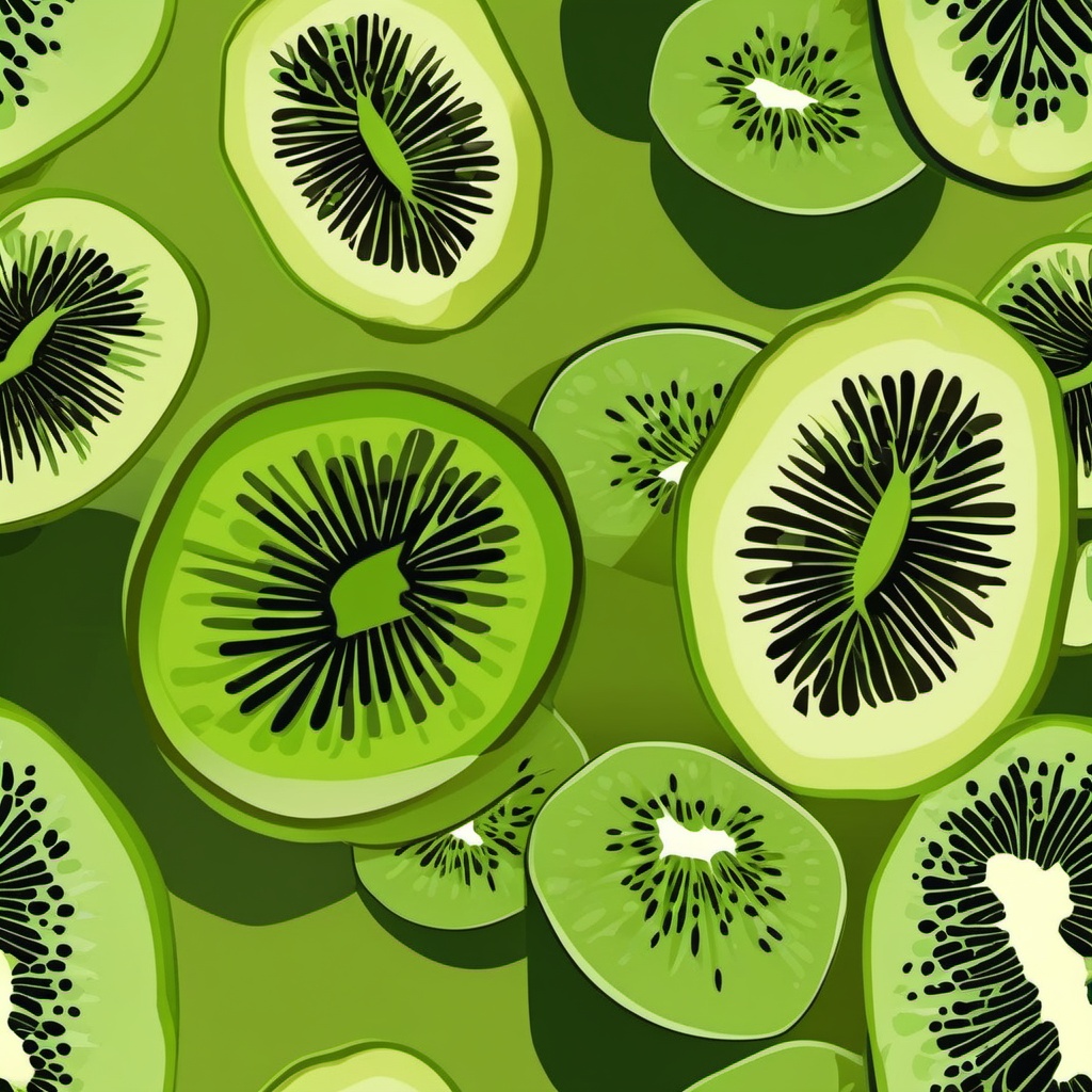 Kiwi Fruit Clipart - A ripe kiwi fruit cut in half.  color vector clipart, minimal style