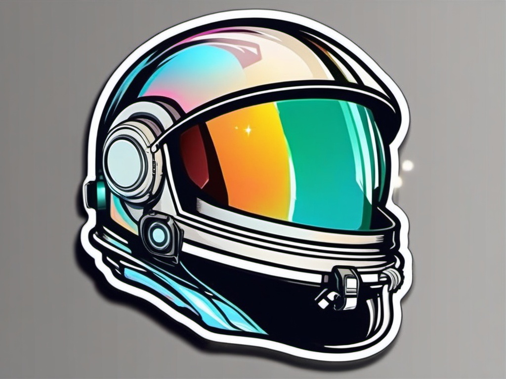 Space Helmet Sticker - Astronaut's helmet with reflective visor, ,vector color sticker art,minimal