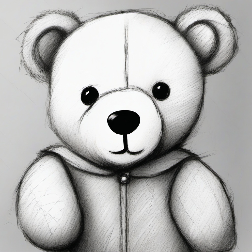 pencil drawing of teddy bear  minimal rough sketch scribbles,doodles,black and white