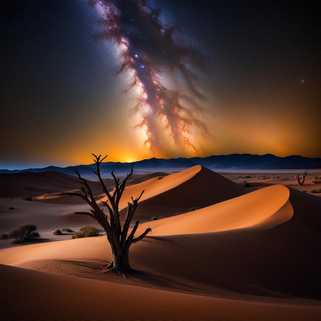 sossusvlei, namibia - illustrate the hauntingly beautiful sand dunes of sossusvlei, with the milky way as a backdrop. 