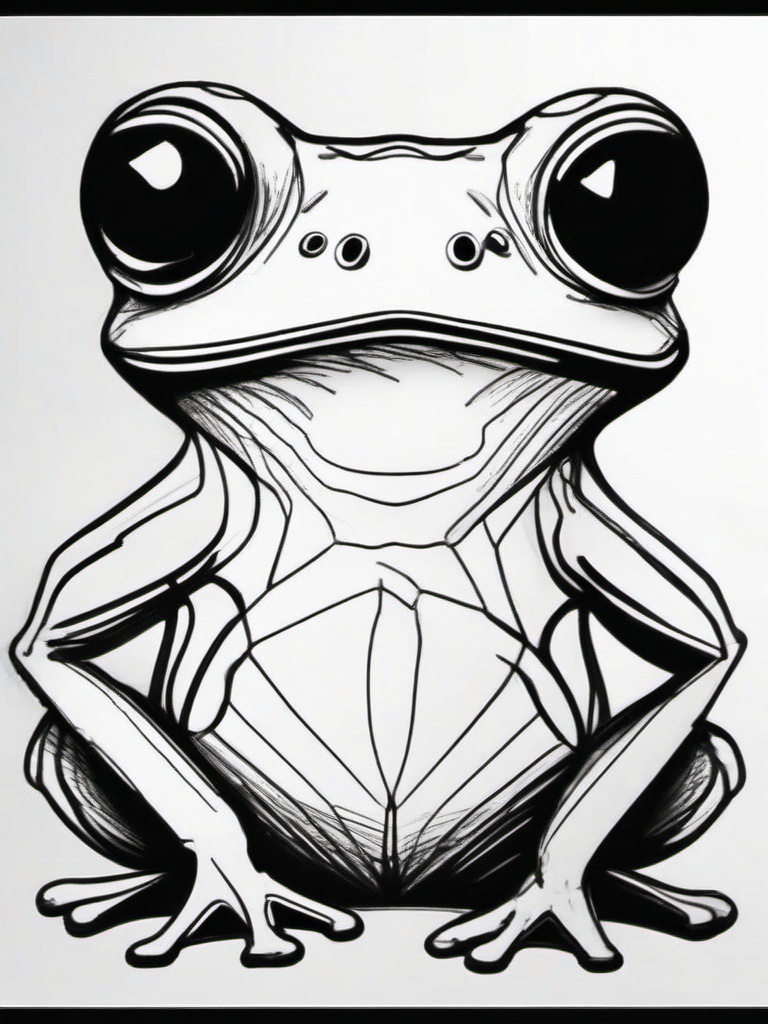 sketch of frog easy  minimal rough sketch scribbles,doodles,black and white